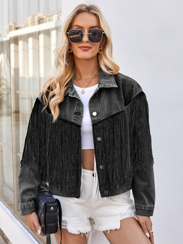 Stilla | Knap op Dropped Shoulder Denim Jakke