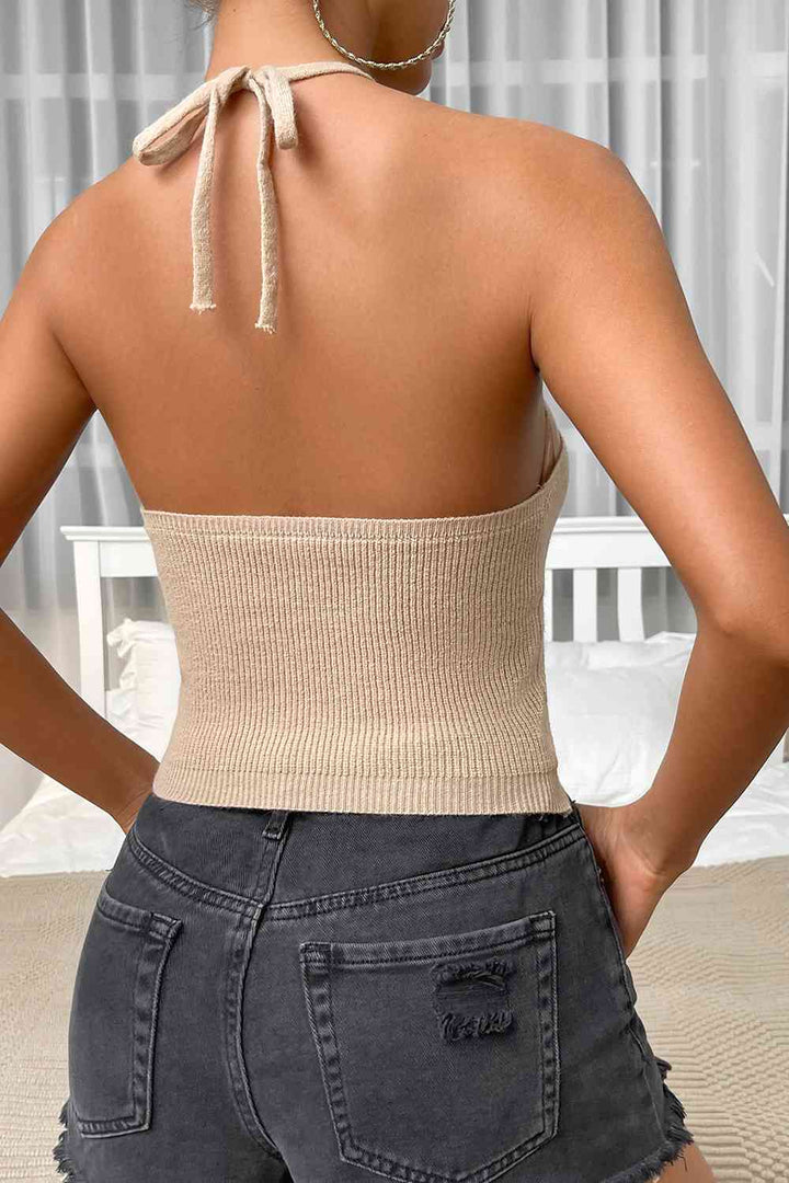Stilla | Hals Ribbet Cropped Strik Top