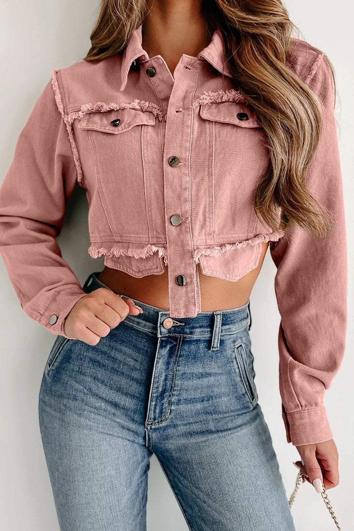 Stilla | Hem Knap Op Cropped Denim Top