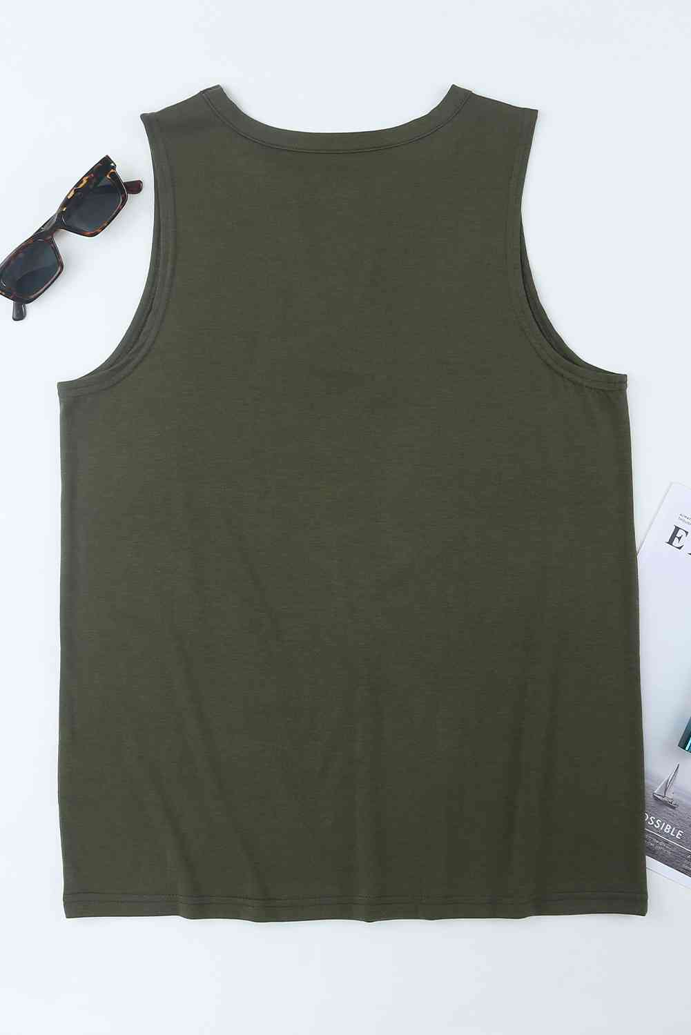Stilla | Flag Graphic Cutout Rund Hals Tanktop