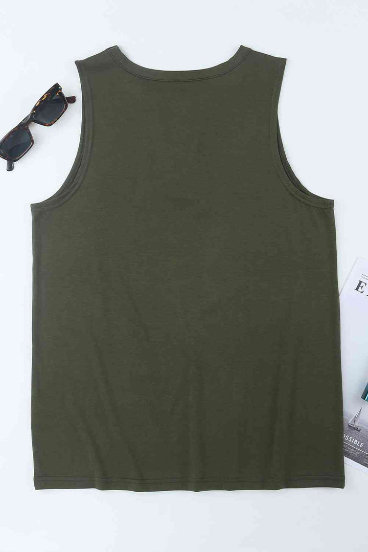 Stilla | Flag Graphic Cutout Rund Hals Tanktop