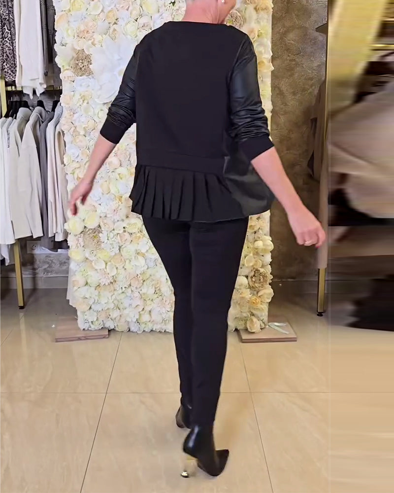 Stilla | Langærmet Sweatshirt med Patchwork Detaljer