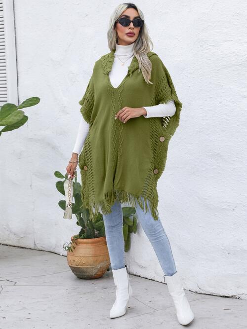 Stilla | Trim Knapperet Hætt Poncho