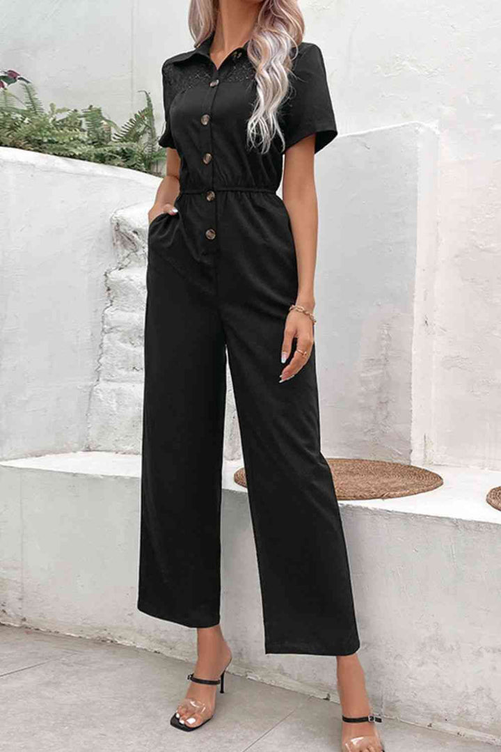 Stilla | Hals Kort Ærmeløs Jumpsuit