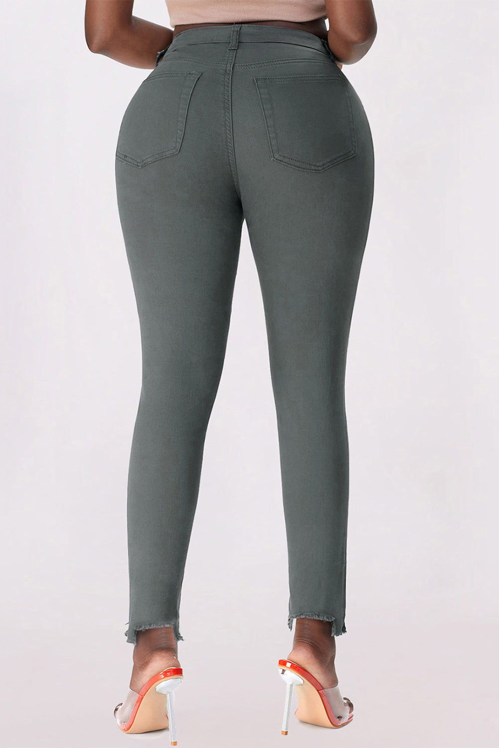 Stilla | Knap-åbning Kant Detalje Skinny Jeans