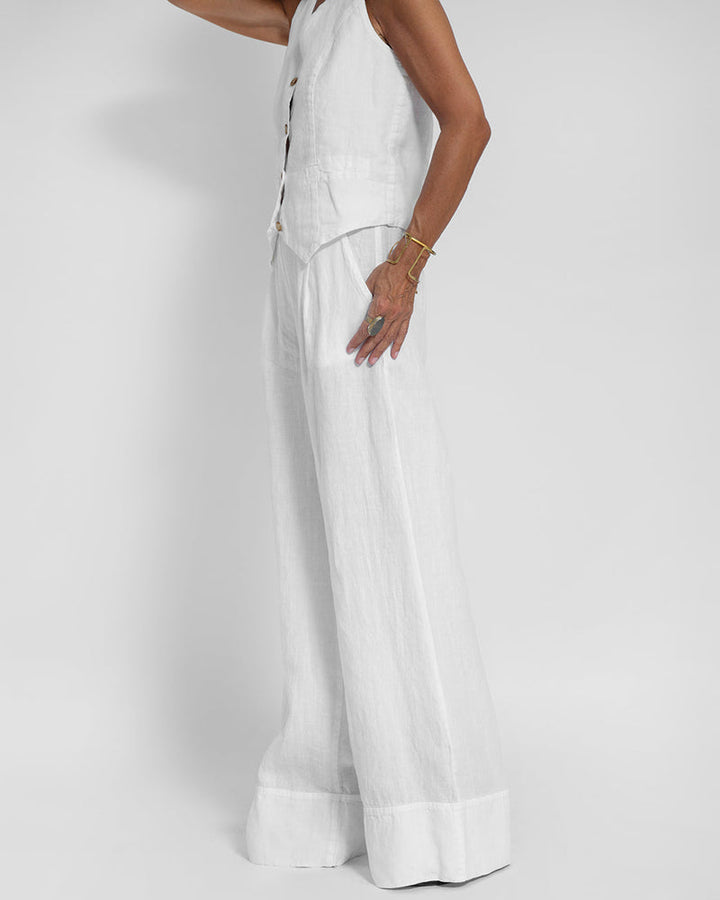 Skovae | Elegant 2-delt sæt linned brede bukser & vest