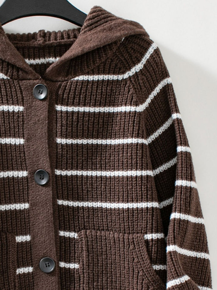 Stilla | Knap-Op Langærmet Hættetrøje Cardigan