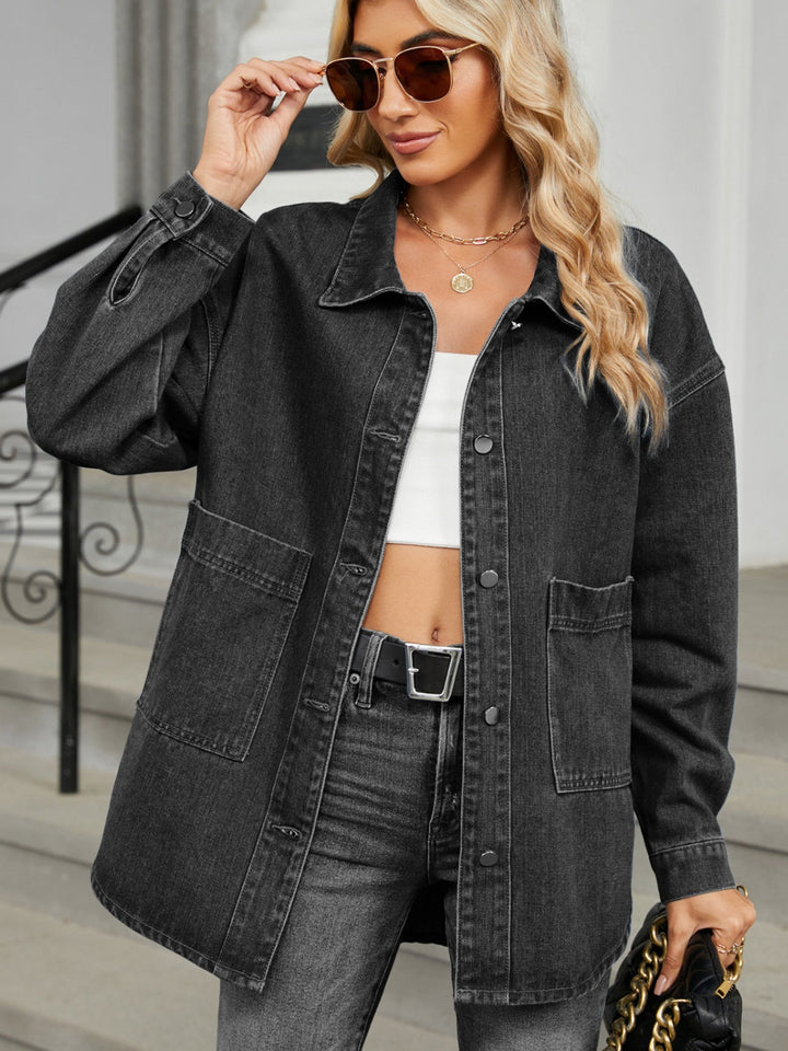 Stilla | Hoodie Knap Op Langærmet Denim Jakke