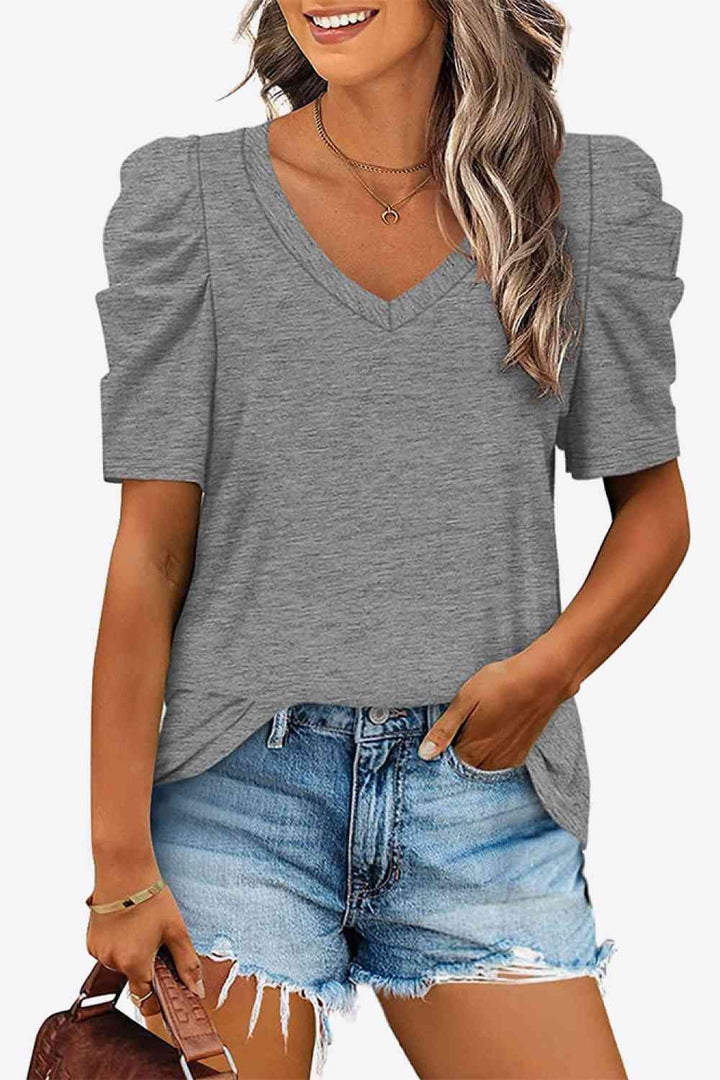 Stilla | Hals Puff Ermel T-shirt