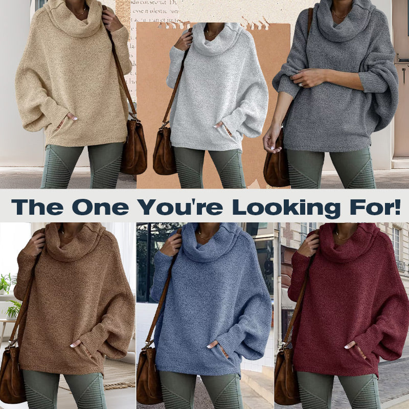 Stilla | Cozy Batwing Sweater med Vandfaldsudskæring og Lommer