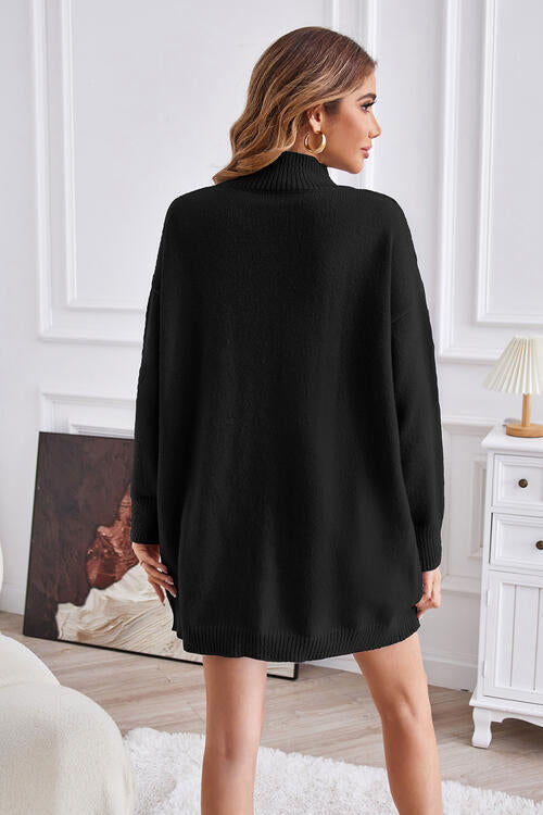Stilla | Seam Mock Neck Split Sweater