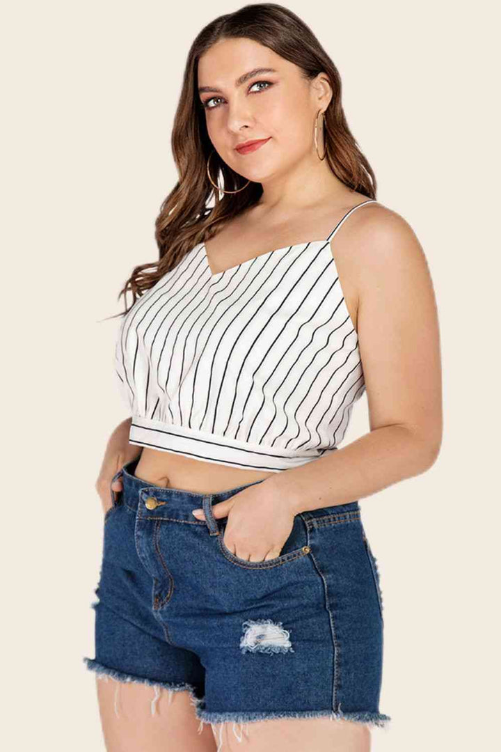 Stilla | Størrelse Stribet Tie-back Cropped Cami