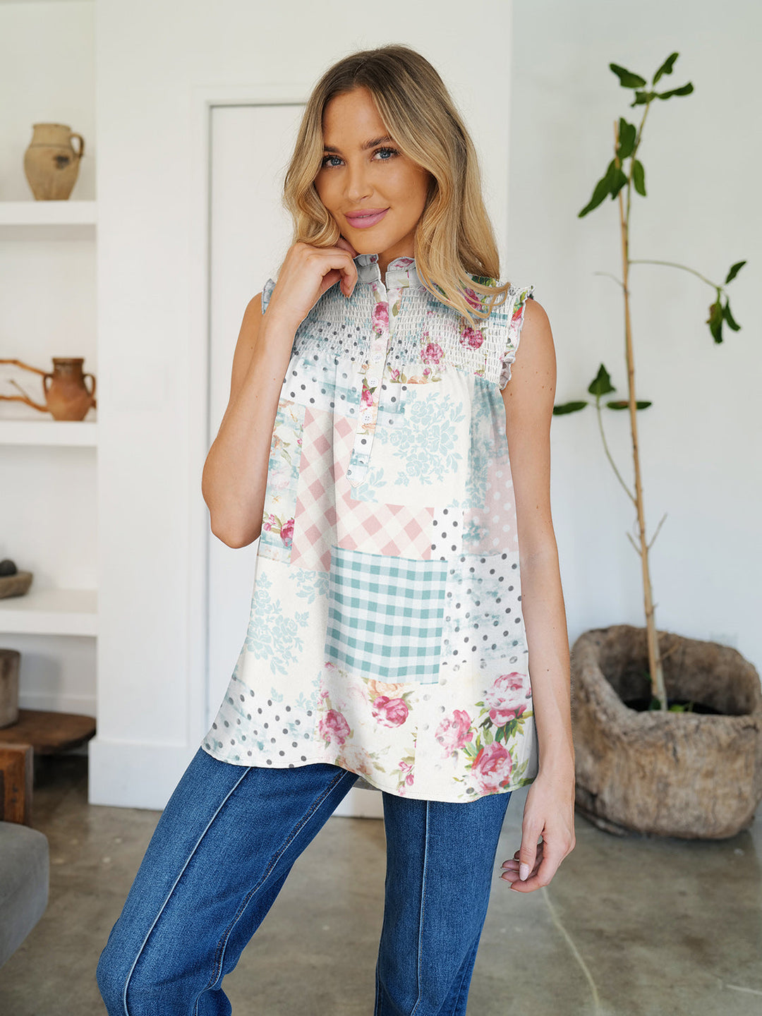 Stilla | Printet Mock Neck Top