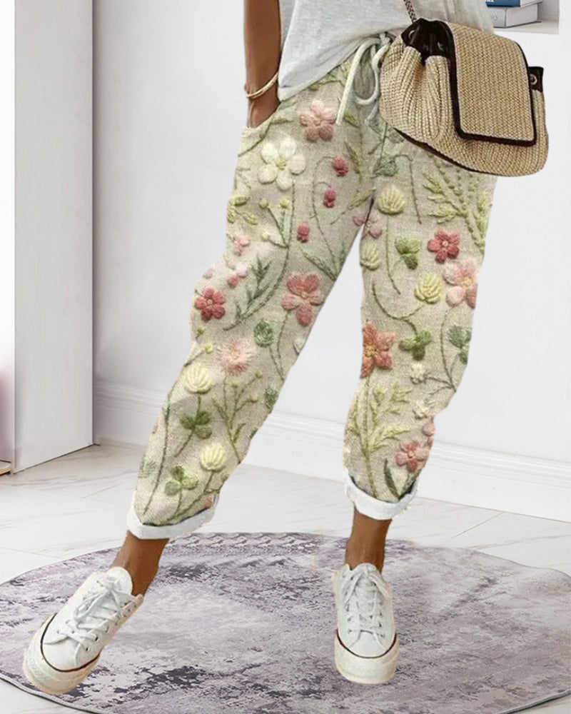 Stilla | Bukser med Blomsterprint