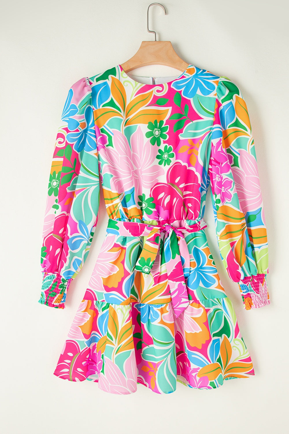 Stilla | Tie Waist Lantern Sleeve Mini Dress