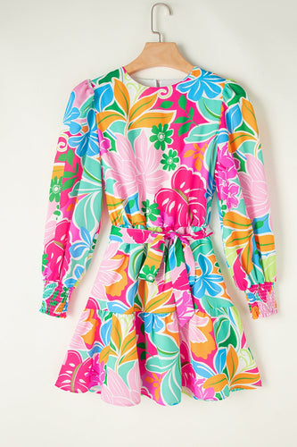 Stilla | Tie Waist Lantern Sleeve Mini Dress