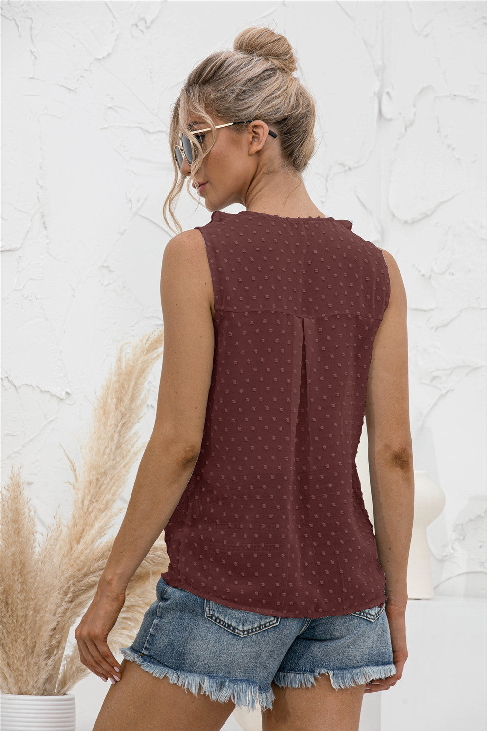 Stilla | Dot Ruffled Wide Strap Tank