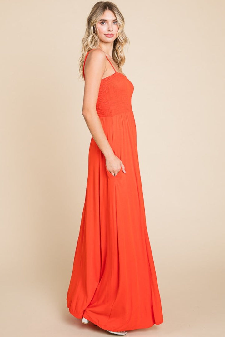 Stilla | Code Fulde Størrelse Smocked Cami Maxi Kjole Med Lommer