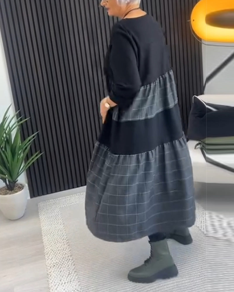 Stilla | Kjole med ternet patchwork og lomme