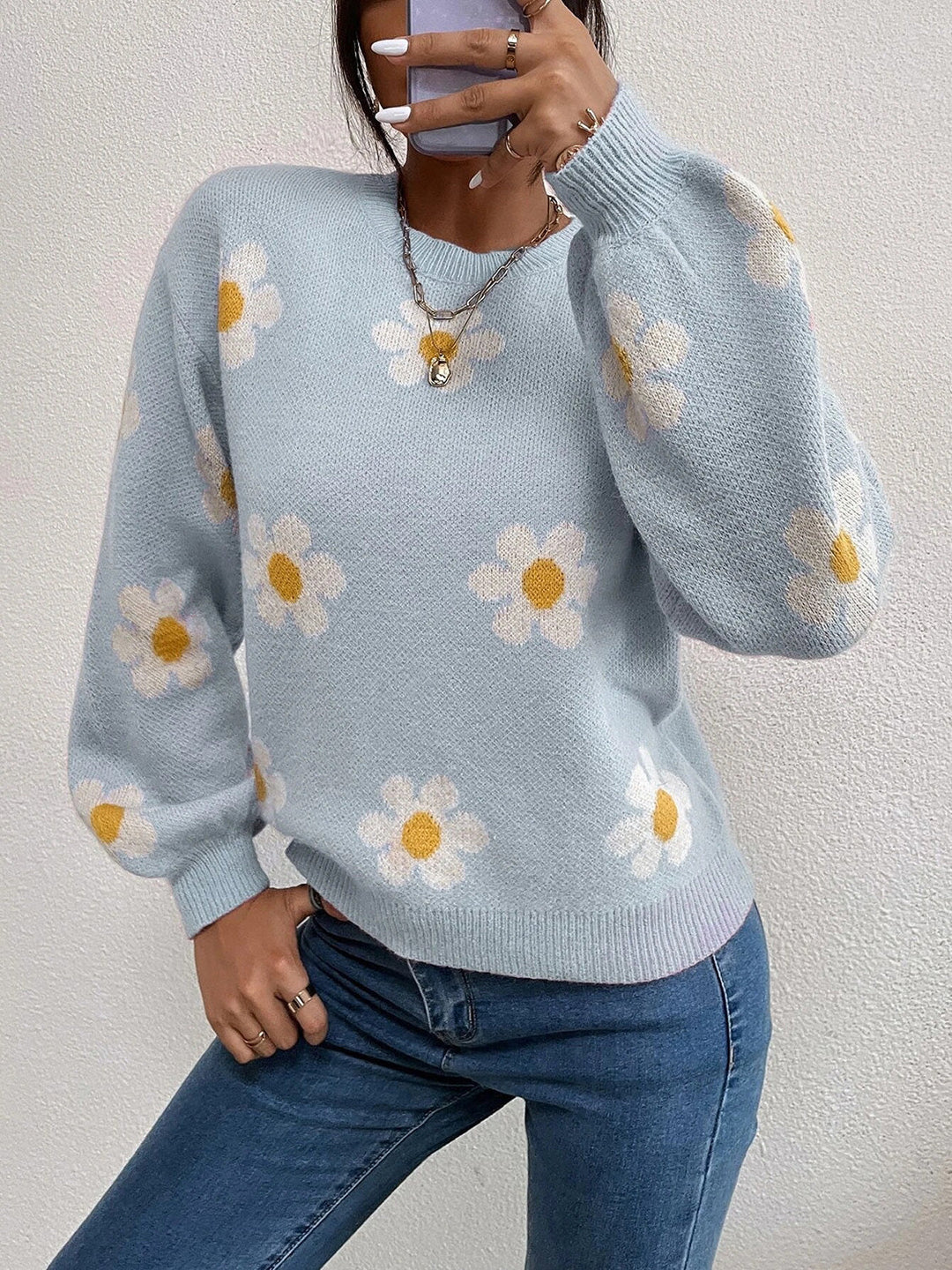 Stilla | Rund Hals Lantern Ærme Sweater