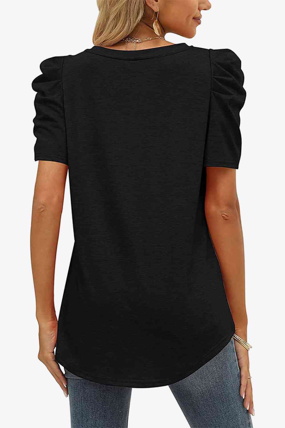 Stilla | Hals Puff Ermel T-shirt