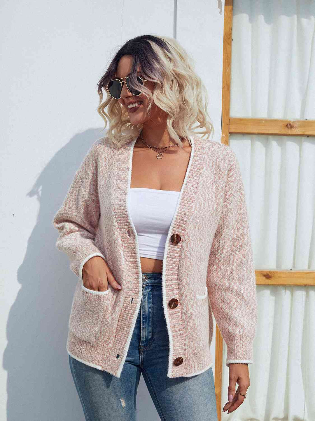 Stilla | Down V-hals Cardigan Med Lommer