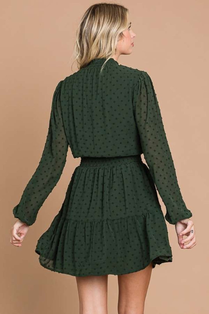 Stilla | Code Swiss Dot Smock Neck Mini Kjole Med Lommer