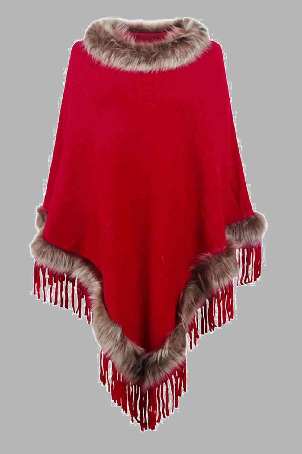 Stilla | Pelskantet Frynset Poncho