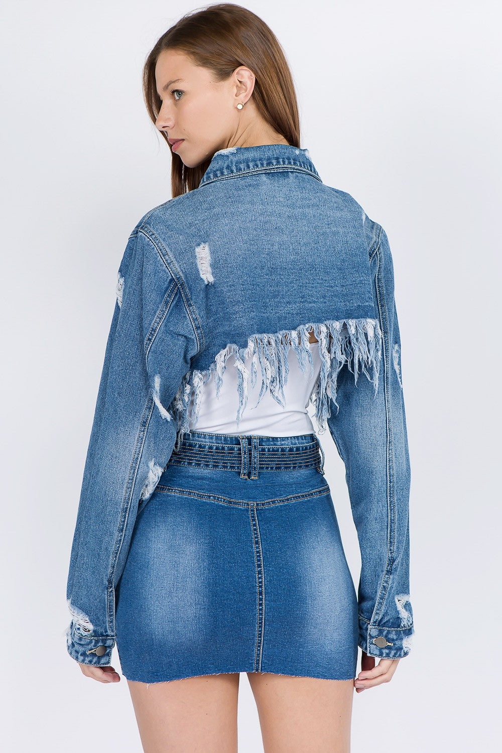 Stilla | Bazi Distressed Denim Jakke med Raflet Kant