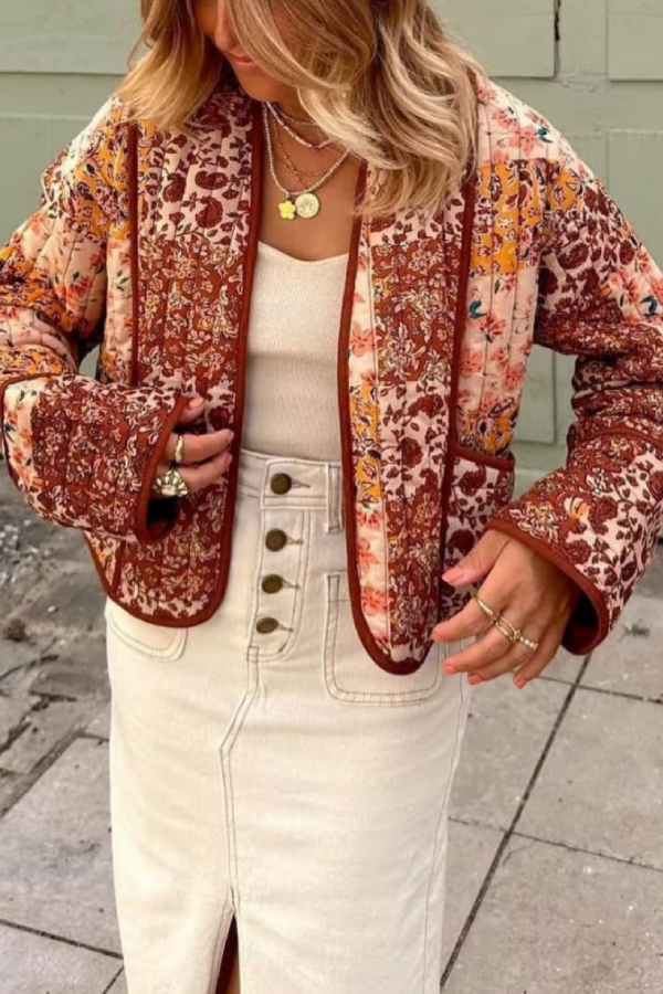 Stilla | Casual kort strikjakke quilted bomuldsjakke