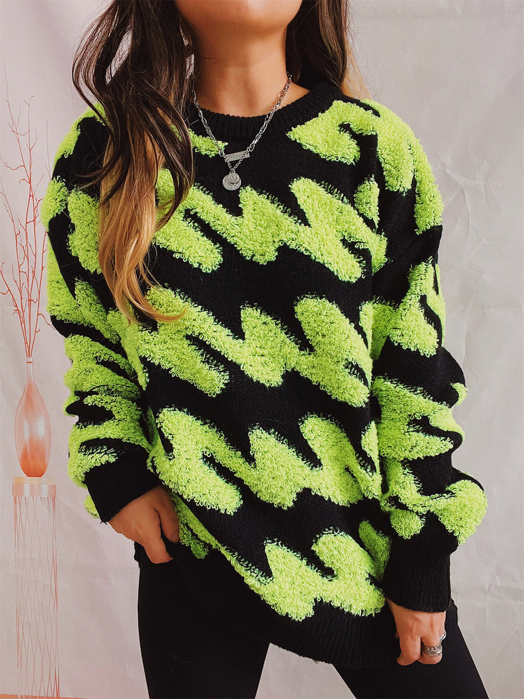 Stilla | Stribet Droppet Skulder Sweater