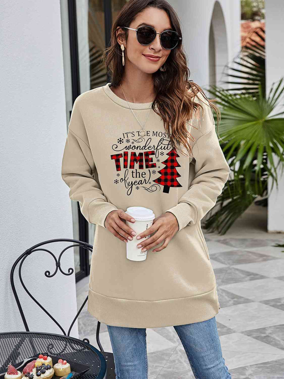 Stilla | Træ Grafik Drop Skulder Sweatshirt