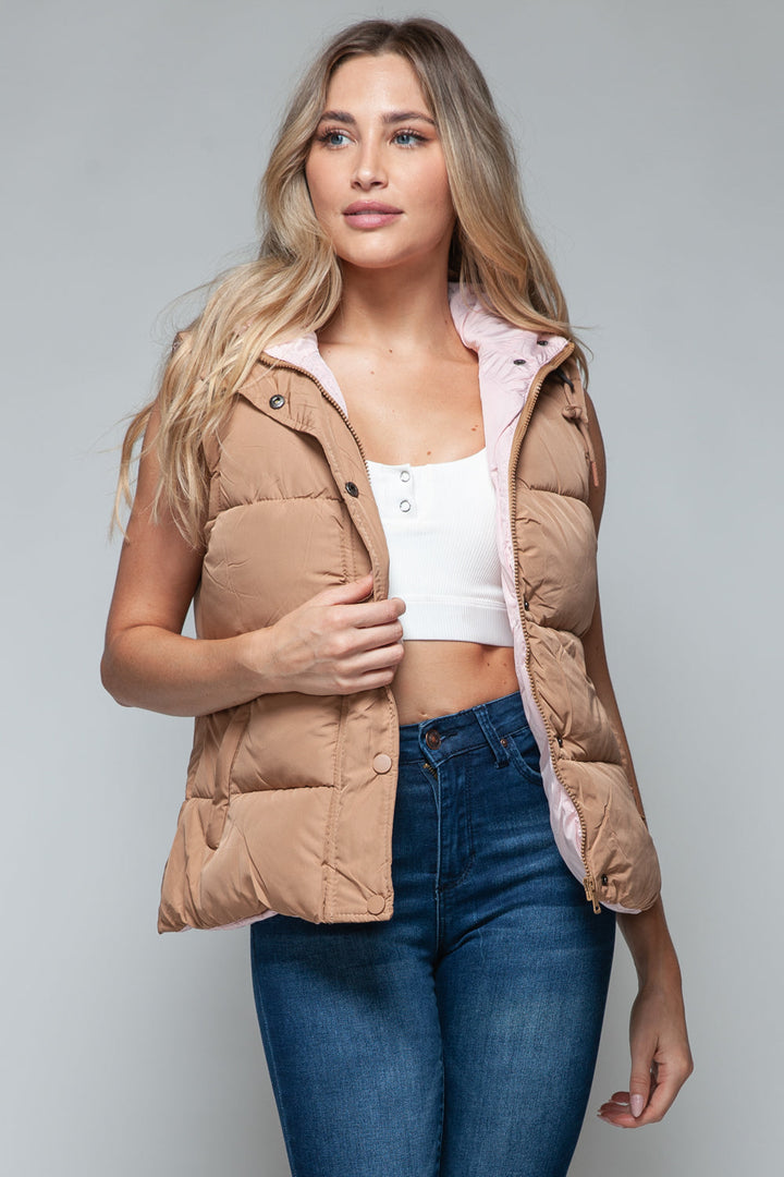 Stilla | Snob Hoodie Vest Med Trykknap og Lynlås