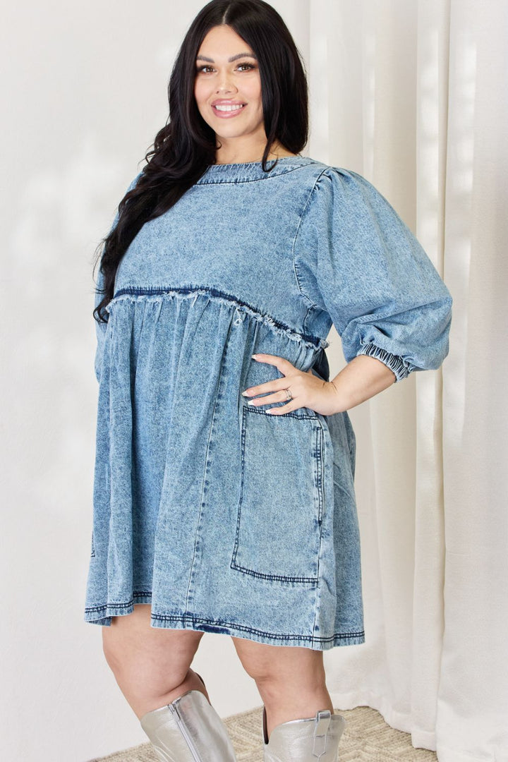 Stilla | Full Size Oversized Denim Babydoll Kjole