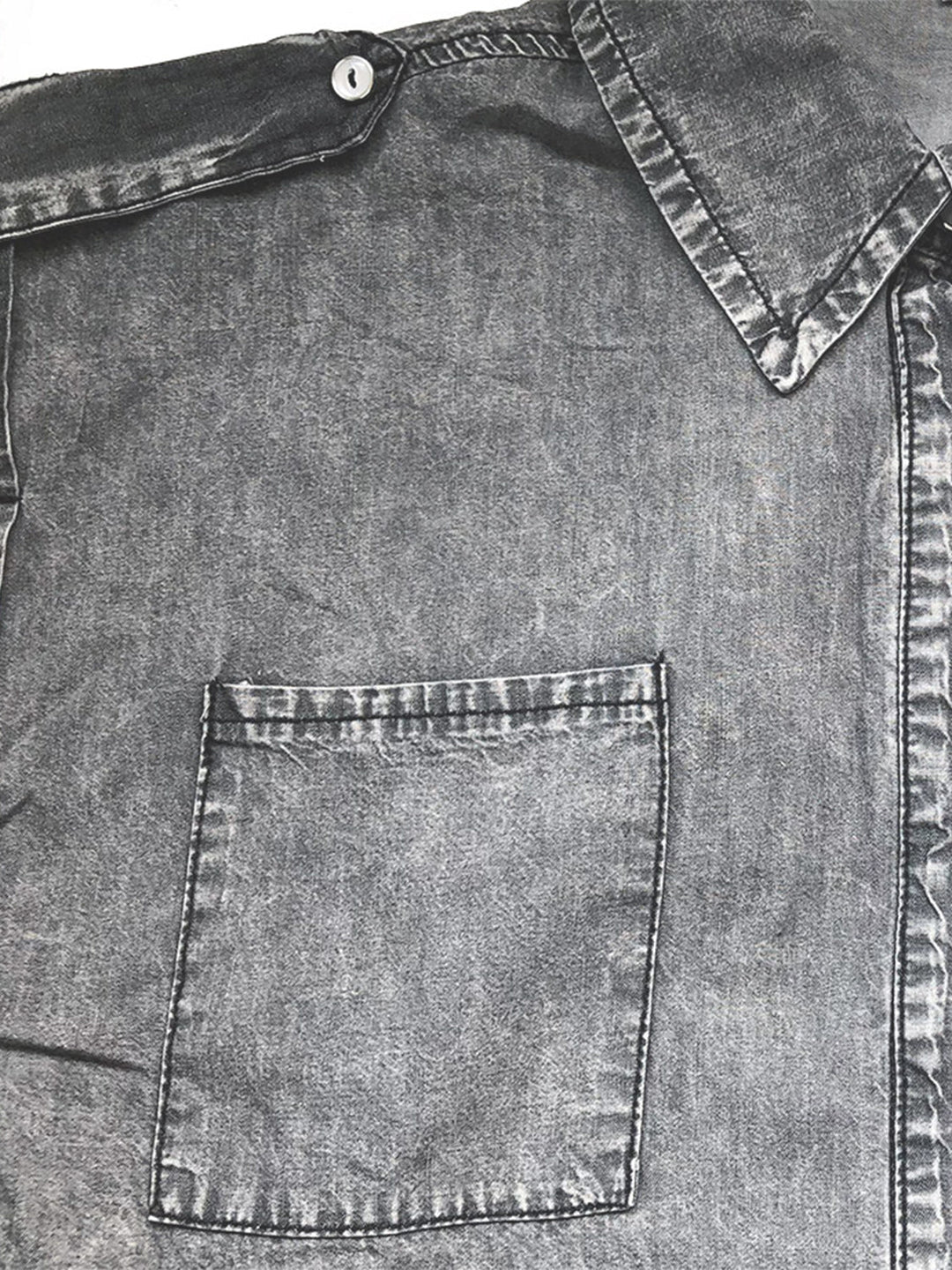 Stilla | Neck Cap Sleeve Denim Top