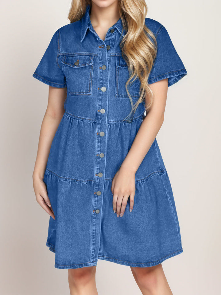 Stilla | Up Kortærmet Denim Kjole