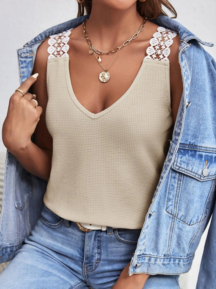 Stilla | Detalje Vaffelstrik V-Hals Tank