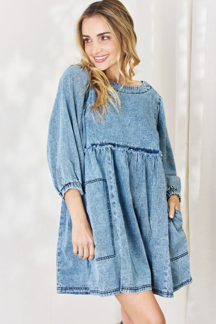 Stilla | Full Size Oversized Denim Babydoll Kjole