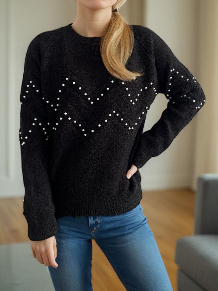 Stilla | Pullover Varm Med Perlepynt