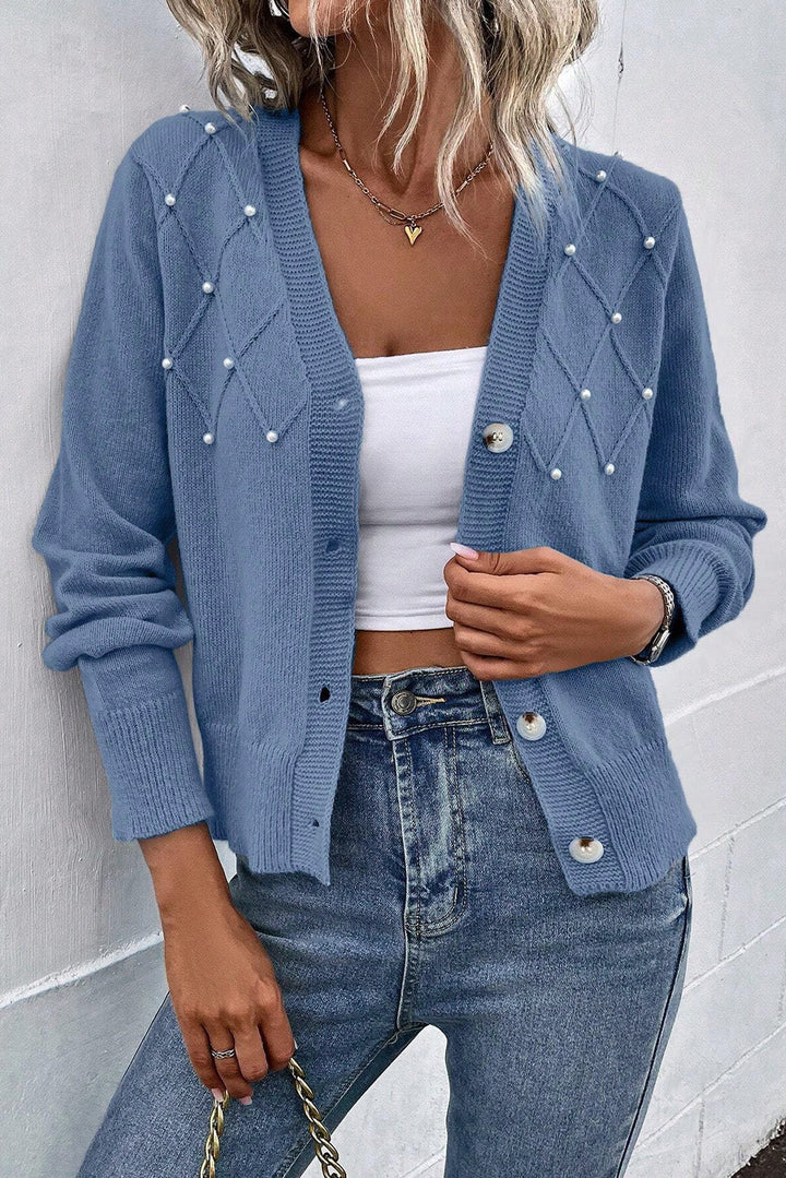 Stilla | Trim Knap-Up Cardigan