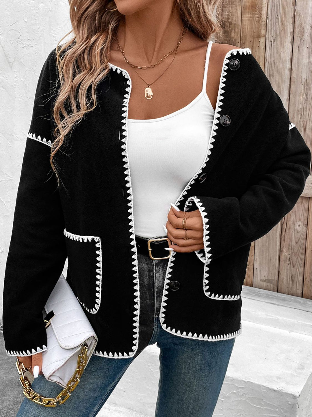 Stilla | Pocketed Contrast Button Up Jacket