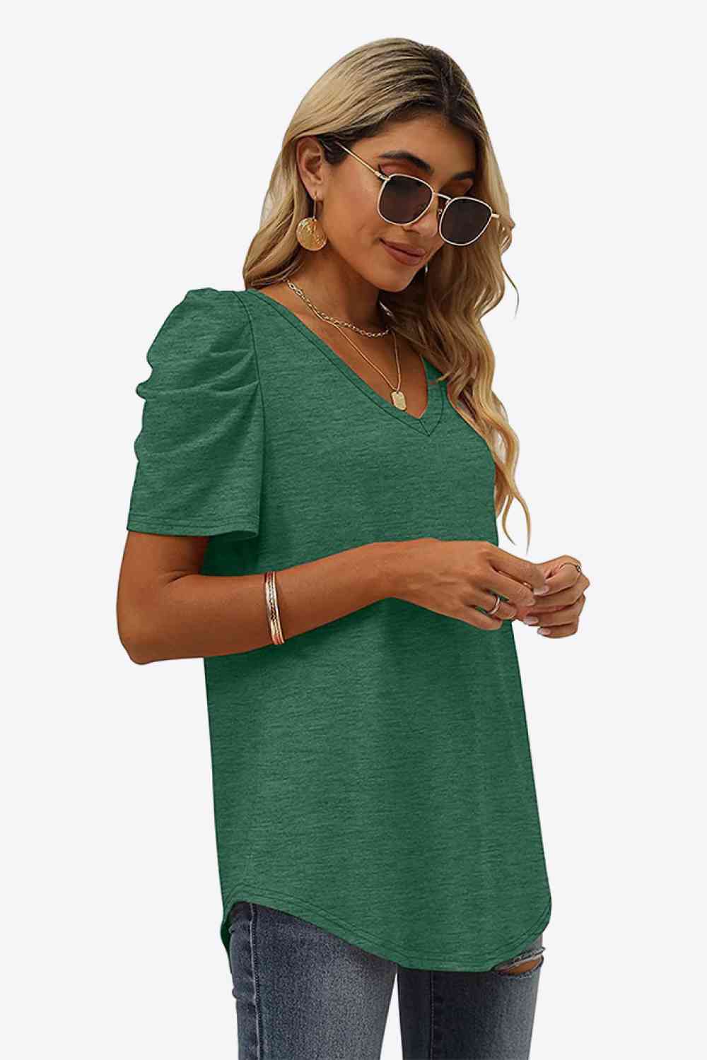Stilla | Hals Puff Ermel T-shirt