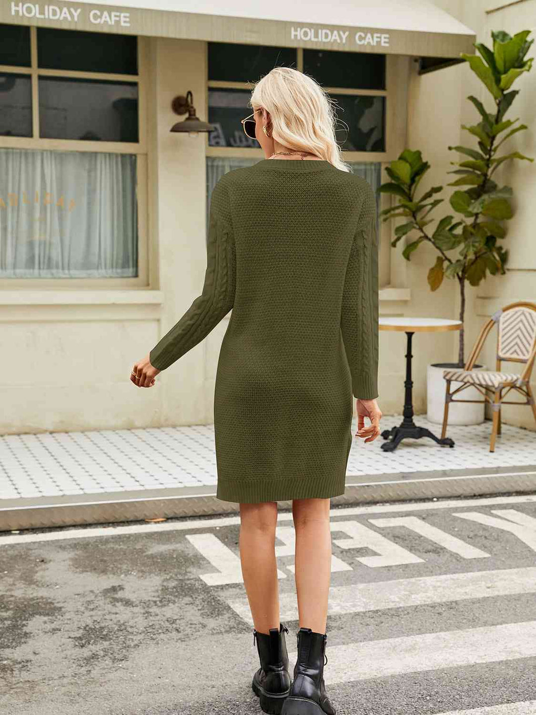 Stilla | Hals Cable-knit Slit Sweater Kjole