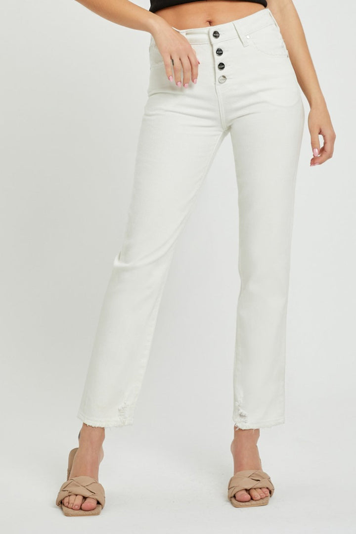 Stilla | Full Size Mid-rise Tummy Control Straight Jeans