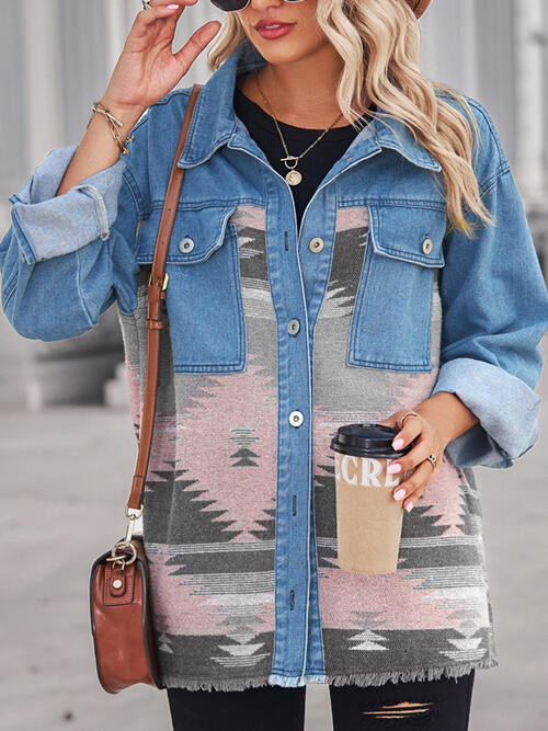 Stilla | Raw Hem Knapper Denim Jakke