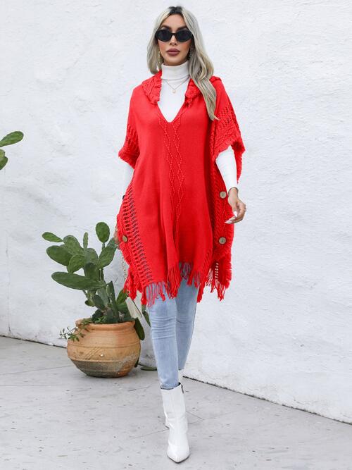 Stilla | Trim Knapperet Hætt Poncho