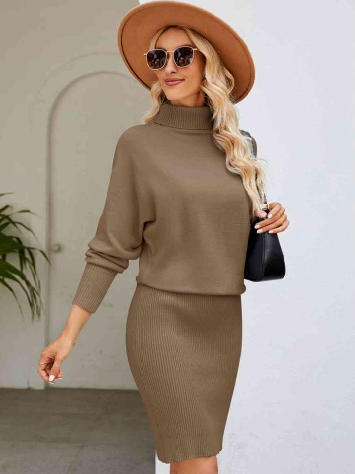Stilla | Neck Langærmet Ribbet Sweaterkjole