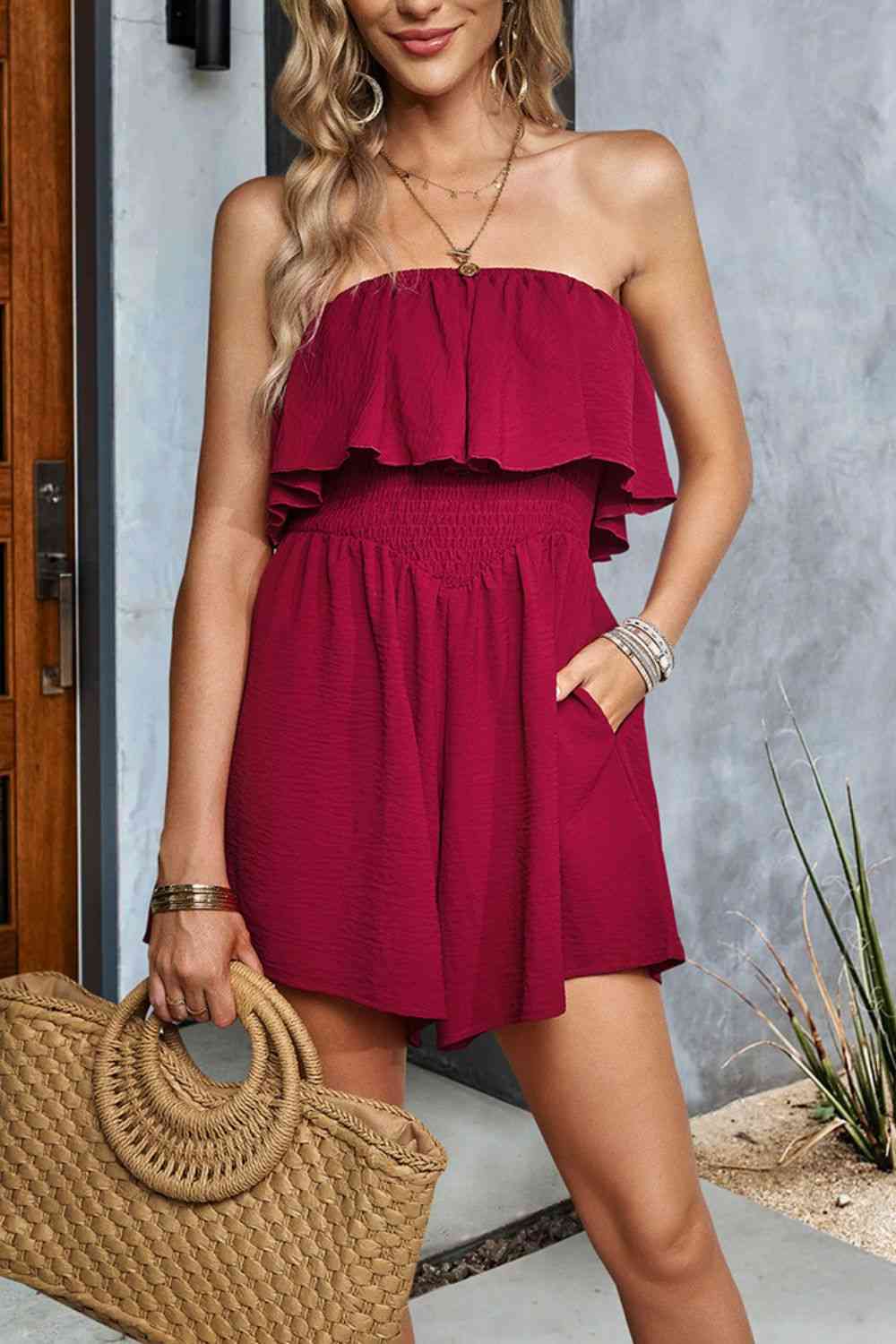 Stilla | Smocked Stropløs Romper