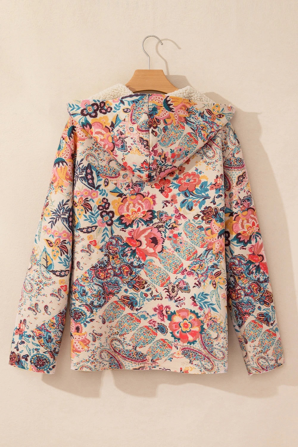 Stilla | Vintage Paisley Blomstertrykt Sherpa Futter Hættejakke