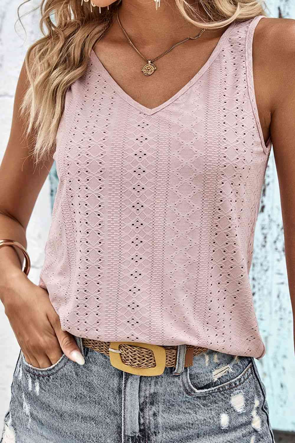 Stilla | Twist Back V-hals Eyelet Tank